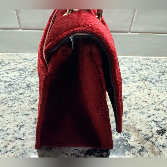 Furla Metropolis Cometa Burgundy Quilted Velvet Top Handle Mini Bag - Picture 3 of 9